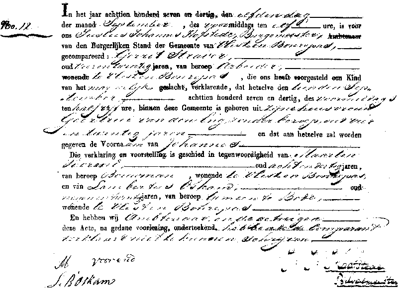 18370911 geb akte 12 Johannes zv G Straver - G vd Eng